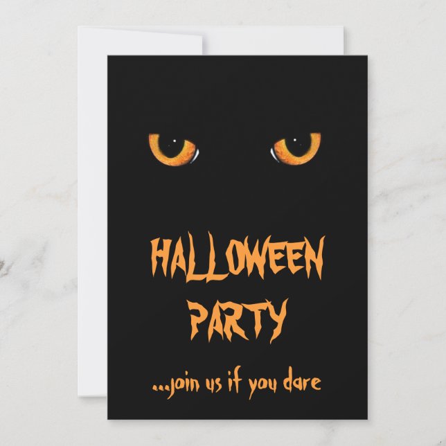 Svarta katt Halloween-fest inbjudningar (Framsida)