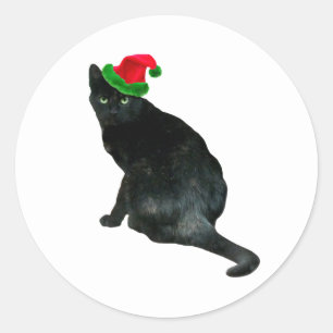 Svarta Katt Julpappa Klistermärken