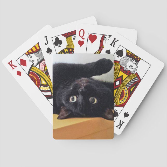 Svarta katt klassiska spelkort upp och ner (Baksidan)