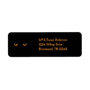 Svarta Katt Orange Ögon Halloween Adressetiketter Returadress Etikett