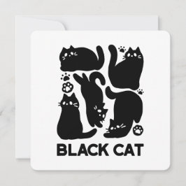 Svarta Katt Silhuetter - Söt Kattdesign Julkort