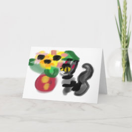 Svarta katt solrosor kort