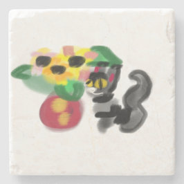 Svarta katt solrosor stenunderlägg