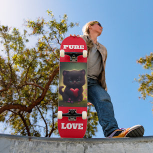 SVARTA KATTA PURE KÄRLEK SKATEBOARES MINI SKATEBOARD BRÄDA 18,5 CM