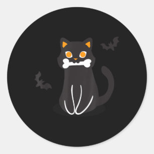 Svarta kattben fladdermöss Halloween Runt Klistermärke