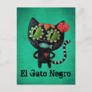 Svarta katten Day of the dead Vykort