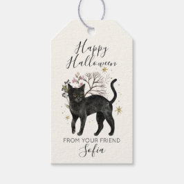 Svarta Katten Goda Halloween Presentkort Presentetikett