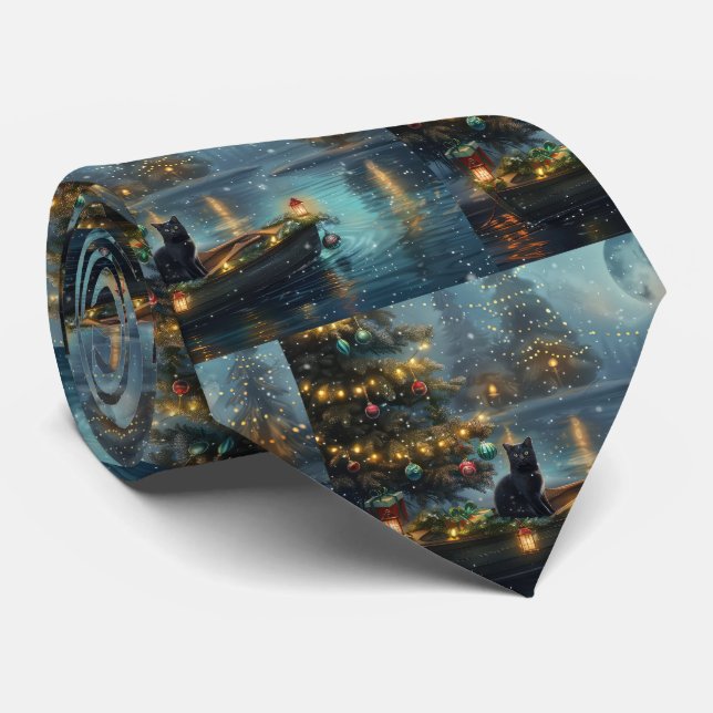 Svarta Katten Jul Festliga Resa Slips (Rullad)