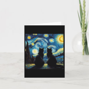 Svarta katter Älskare Starry Night Van Gogh Cat Ma Kort