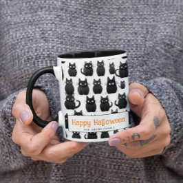Svarta katter anpassade namn Happy halloween Mugg