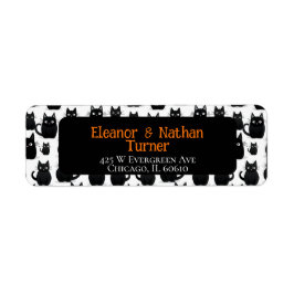 Svarta katter Anpassningsbar Halloween Returadress Etikett