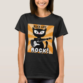 SVARTA KATTER ÄR BÄSTA! Svart seriekat spelar gita T Shirt