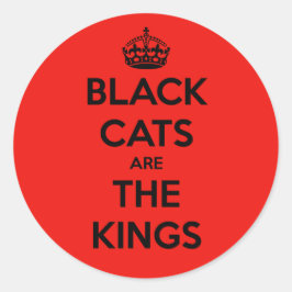 Svarta katter är Kung Runt Klistermärke