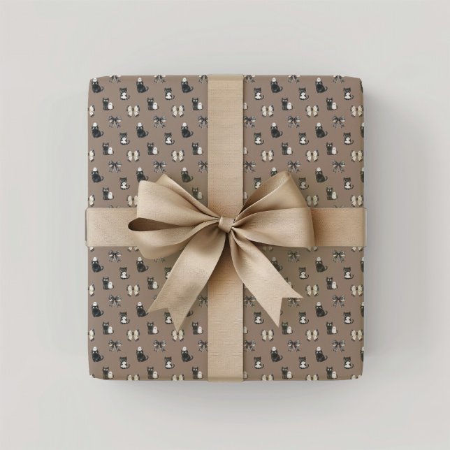 Svarta katter bokor och spöken presentpapper (Black Cats and Bows Wrapping Paper)