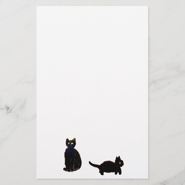 Svarta katter Cute Kattunge Brevpapper (Framsida)