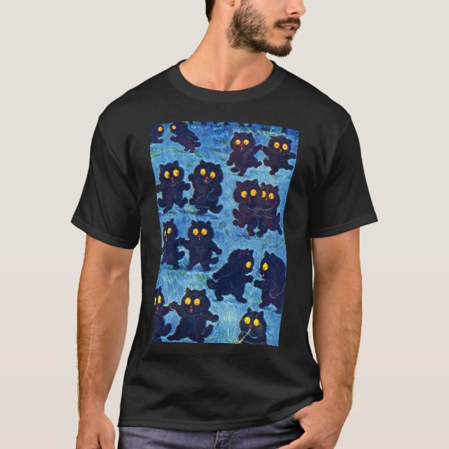 Svarta katter Dancing in Moonlight, Louis Wain T Shirt (Framsida)