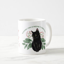 Svarta katter! Det är en minipanter-jul! Kaffemugg