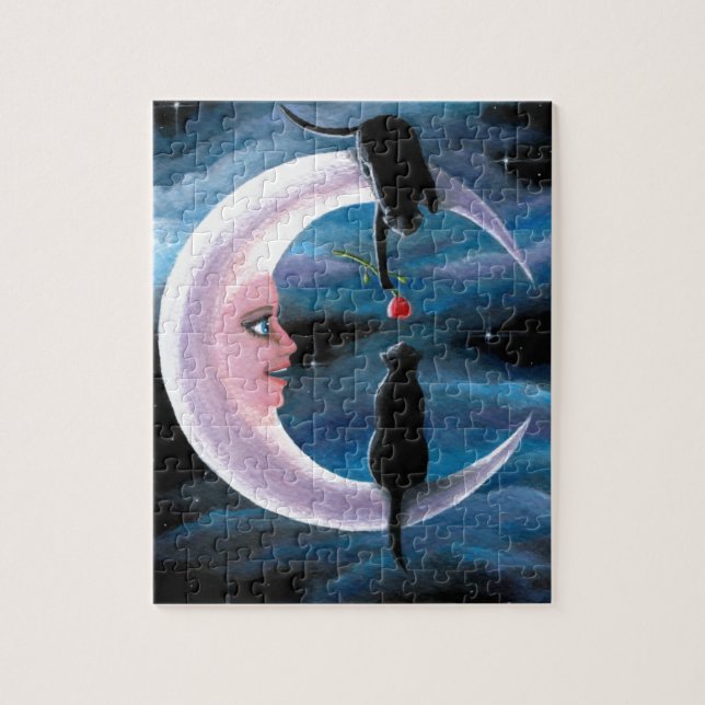 Svarta katter för katt 581 på månen pussel (Vertikal)