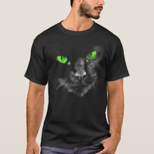 SVARTA KATTER - GRÖNT ÖGON T SHIRT