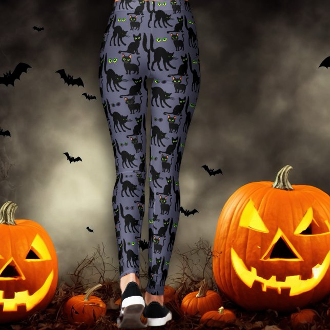 Svarta katter Halloween Grått Leggings (Skapare uppladdad)