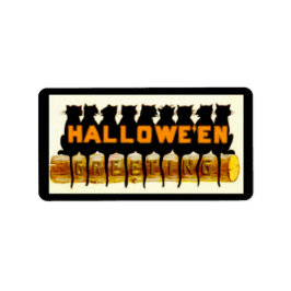 Svarta katter Halloween Hälsning Adressetikett