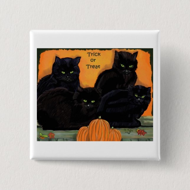 Svarta katter Halloween knäppas Knapp (Framsida)