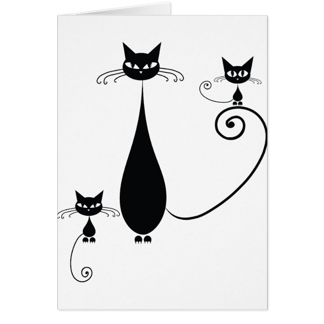 Svarta katter hälsningskort (Framsidan)