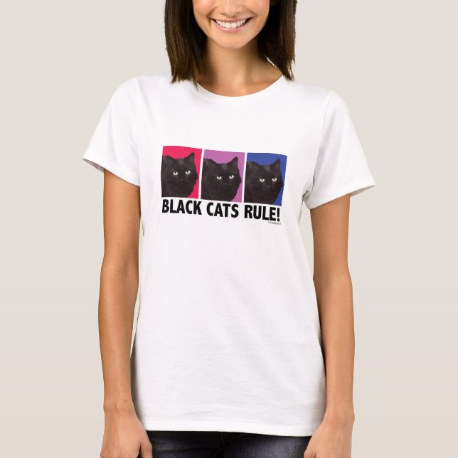 Svarta katter HÄRSKAR! Inpassad utslagsplats för Tee Shirt (Framsida)