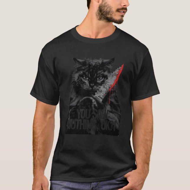 Svarta katter Horror Spooky Gothic Halloween Kattd T Shirt (Framsida)