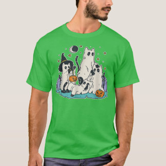 Svarta katter i Ghost Costume Cute Women and Manar T Shirt