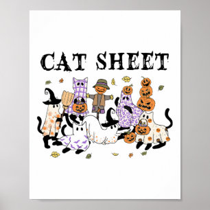 Svarta katter i Ghost Costume Funny Cat Lakan Hall Poster