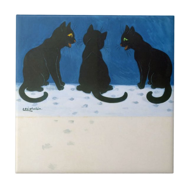 Svarta katter i Snö, Louis Wain Kakelplatta (Framsidan)