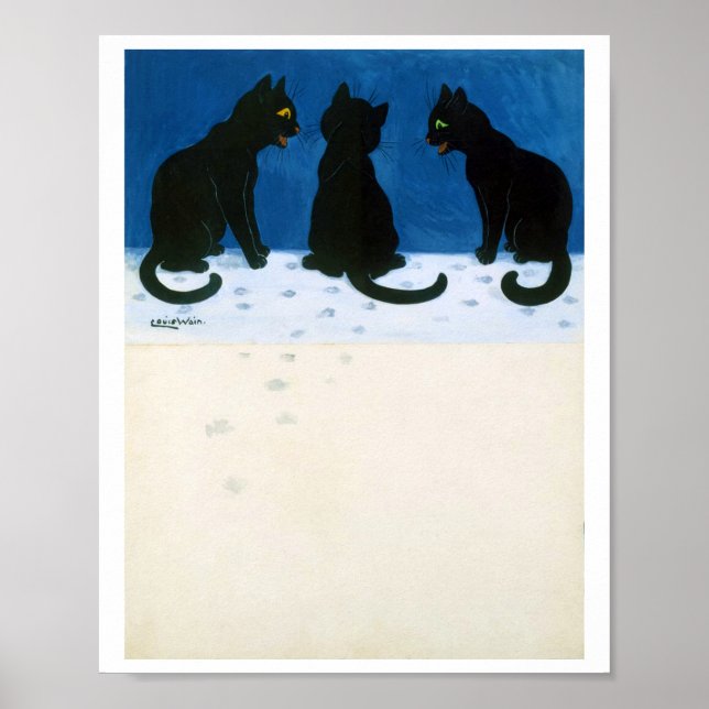 Svarta katter i Snö, Louis Wain Poster (Framsidan)