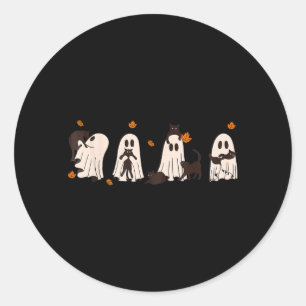 Svarta katter i söta spökkatts Halloween Runt Klistermärke