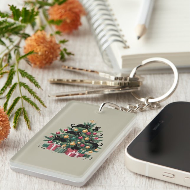 Svarta katter Julgran Cat Lover Julafton Ljus (Högra Framsidan)