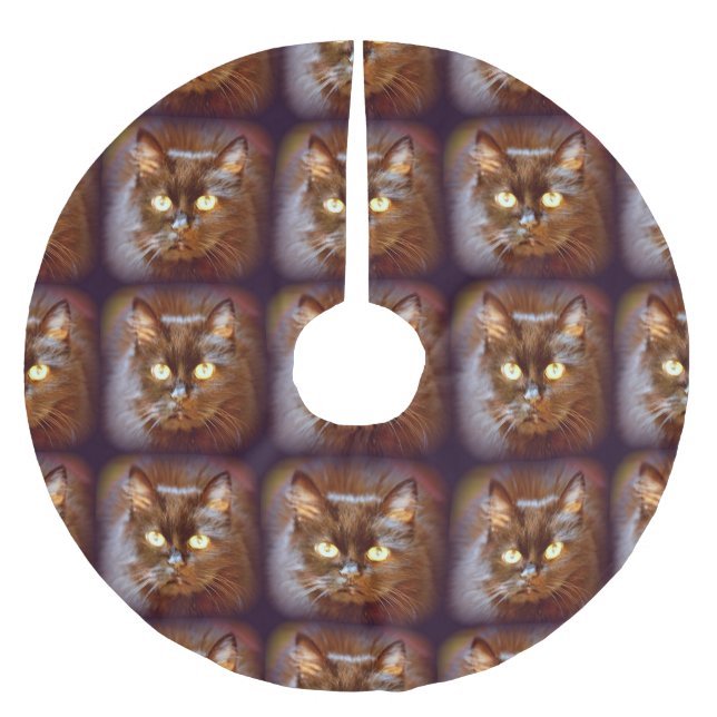 svarta katter julgransmatta borstad polyester (Framsidan)