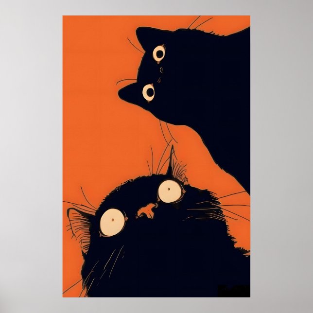 Svarta Katter Konsttryck Anime Popkonst, Serieteck Poster (Framsidan)