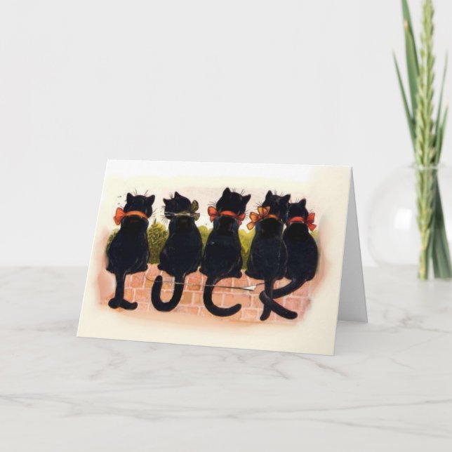 svarta katter - lycka till kort (Framsida)