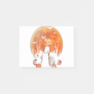 Svarta katter Måne Pumpkin Funny Halloween Horror Post-it Block