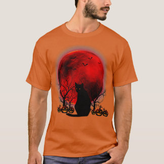 Svarta katter Måne Pumpkin Funny Halloween Horror  T Shirt