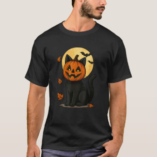 Svarta katter med pumpmask under fullmåne på Ha T Shirt