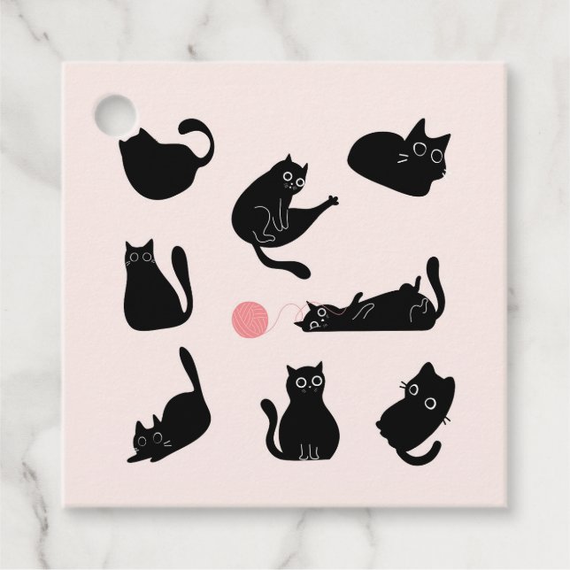 Svarta Katter Mönster Gåvor Etiketter (Framsida)