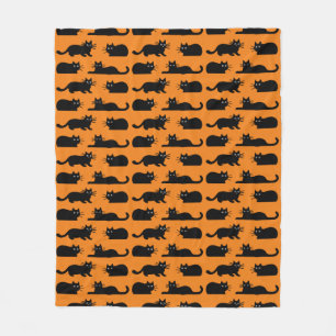 Svarta katter Mönster Kattunge Black and Orange Fleecefilt