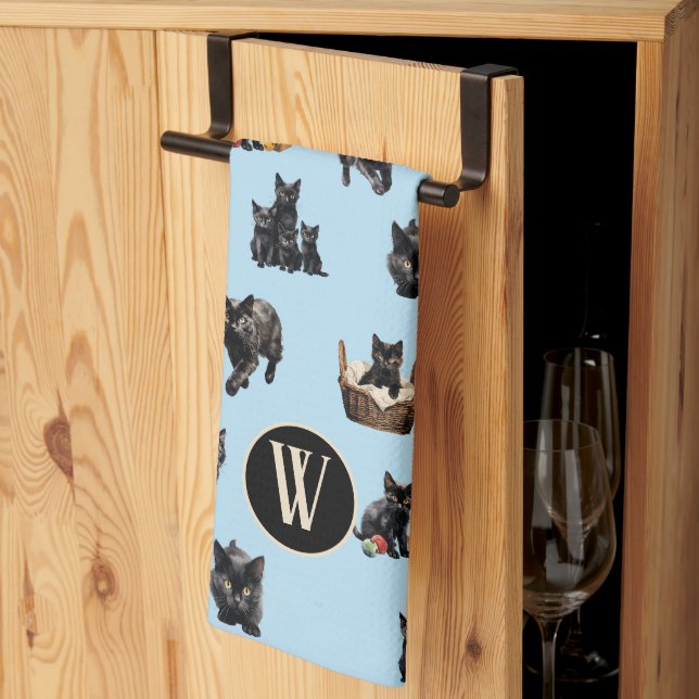 Svarta katter Mönster Kitchen Dish Towel Kökshandduk (Thirds Fold)