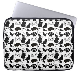 SVARTA KATTER MÖNSTER LAPTOP FODRAL