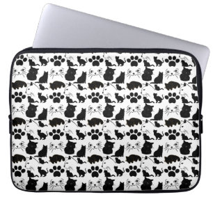 SVARTA KATTER MÖNSTER LAPTOP FODRAL