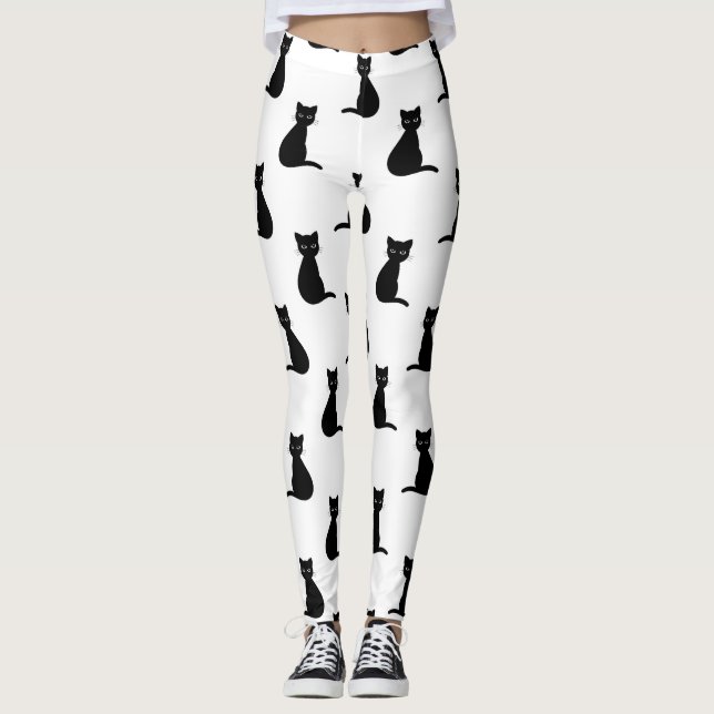 Svarta katter mönster Leggings (Framsida)