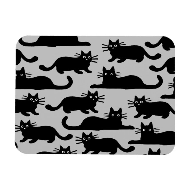 Svarta Katter Mönster Magnet (Horisontell)