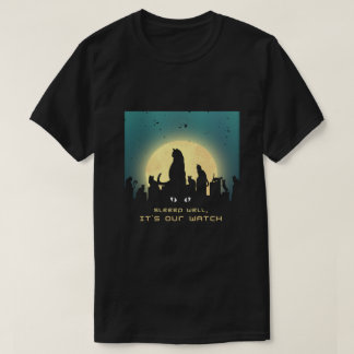 Svarta katter nattetid och måne i stil t shirt