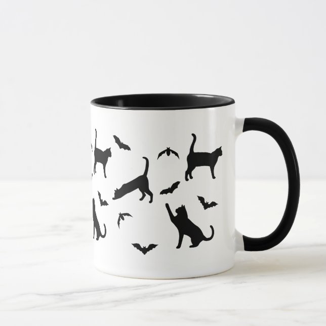 Svarta katter och fladdermöss Whimsical Halloween- Mugg (Höger)